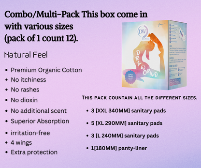 COMBO : Mixed Sanitary Pad Pack (XXL + XL + L + Liners)